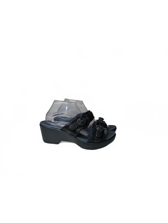 Dansko Shoes - Dansko Jessie Black Lizard Print Wedge Sandals Women's 40